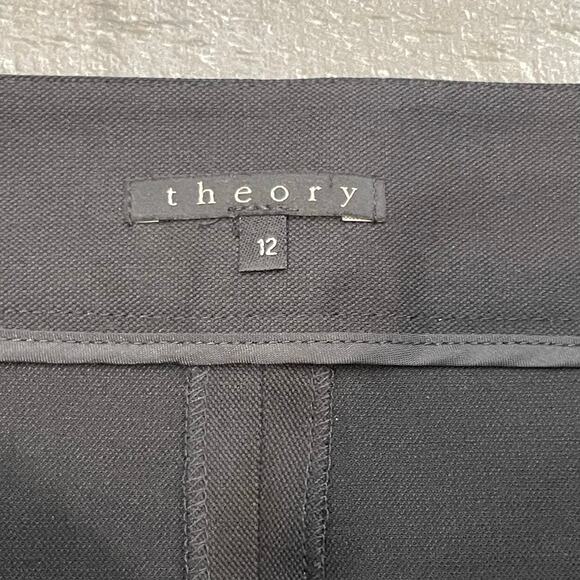 Theory Black Wool Blend Back Slit Side Zip Mini Skirt Women's Size 12 - Picture 9 of 11